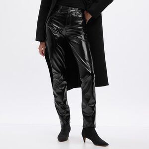 High Rise Vegan Patent Leather Vintage Slim Pants